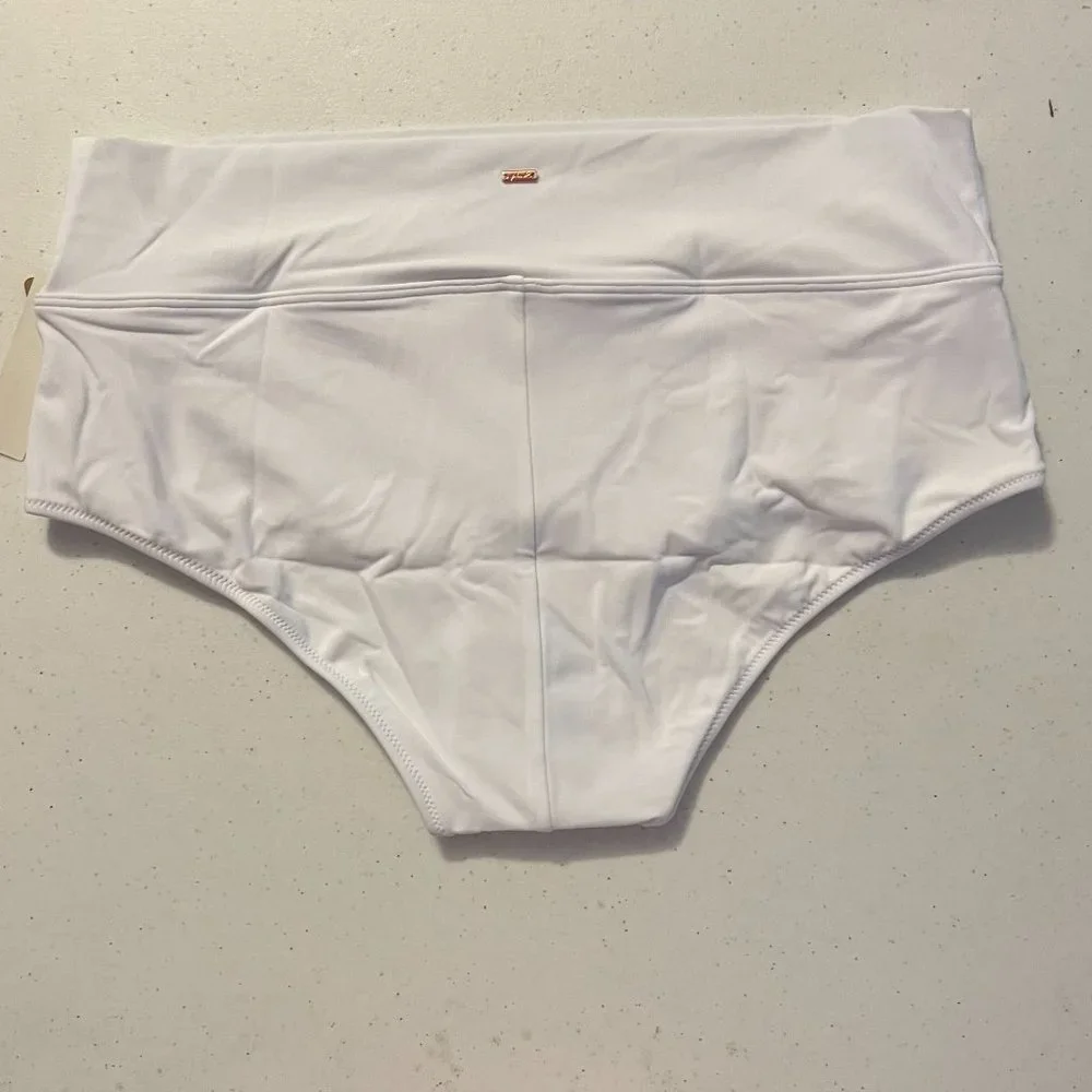 Pink By Victoria Secret Sz L White High Waist Full Coverage Bikini Swim Bottom - Picture 3 of 5